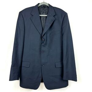 Cesarani ITALY Lanificio Di Valdengo Men’s 43L Navy Sport Coat Blazer 100% Wool
